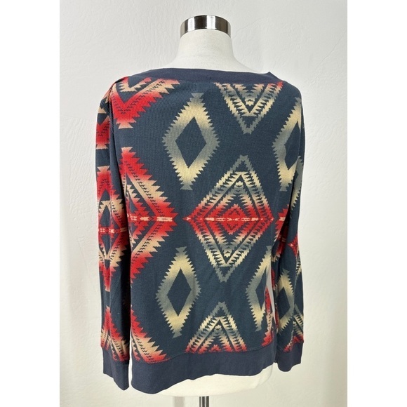 Chaps Denim Aztec Southwestern Long Sleeve Sweatshirt - Picture 2 of 9